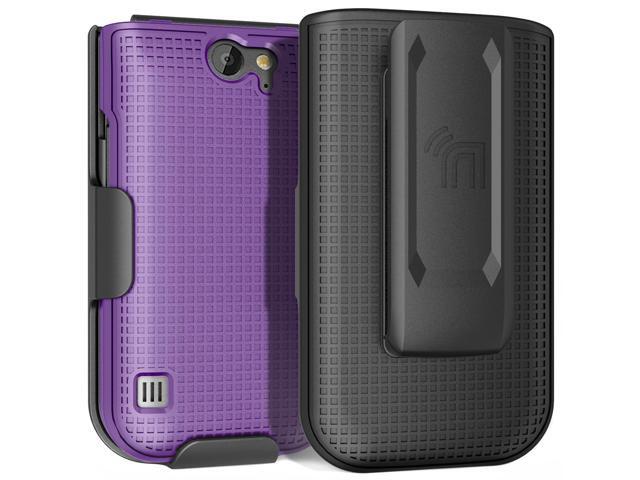 Purple Hard Case Cover and Belt Clip Holster Combo for Nokia 2720 V Flip Phone