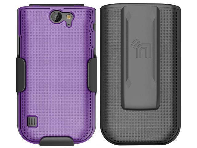 Purple Hard Case Cover and Belt Clip Holster Combo for Nokia 2720 V Flip Phone