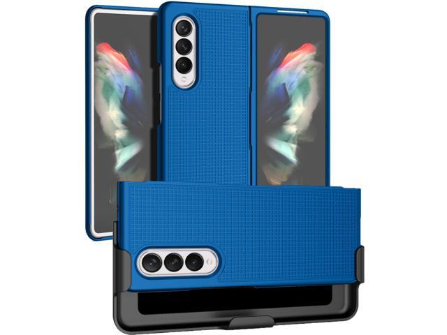 Blue Hard Case Cover and Belt Clip Holster Stand for Samsung Galaxy Z Fold 3 5G
