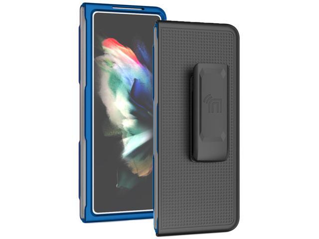 Blue Hard Case Cover and Belt Clip Holster Stand for Samsung Galaxy Z Fold 3 5G