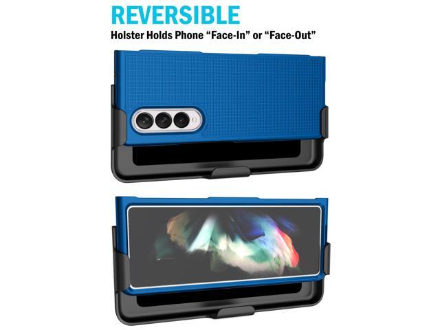 Blue Hard Case Cover and Belt Clip Holster Stand for Samsung Galaxy Z Fold 3 5G