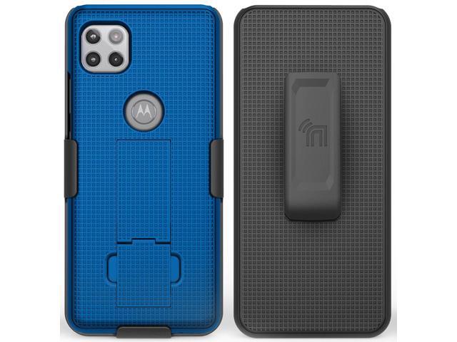 Blue Case Cover and Belt Clip Holster for Motorola Moto One 5G ACE Phone XT2113