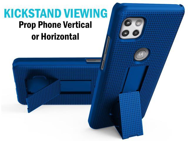 Blue Case Cover and Belt Clip Holster for Motorola Moto One 5G ACE Phone XT2113
