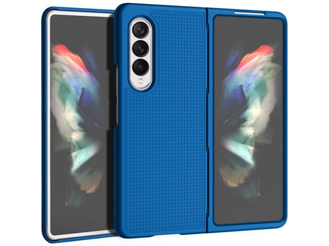 Blue Grid Protector Case Slim Hard Shell Cover for Samsung Galaxy Z Fold 3 5G