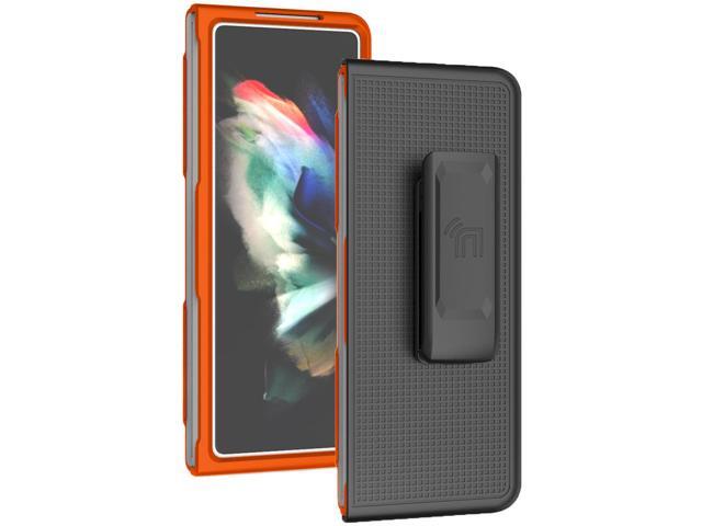 Bright Orange Hard Case and Belt Clip Holster for Samsung Galaxy Z Fold 3 5G