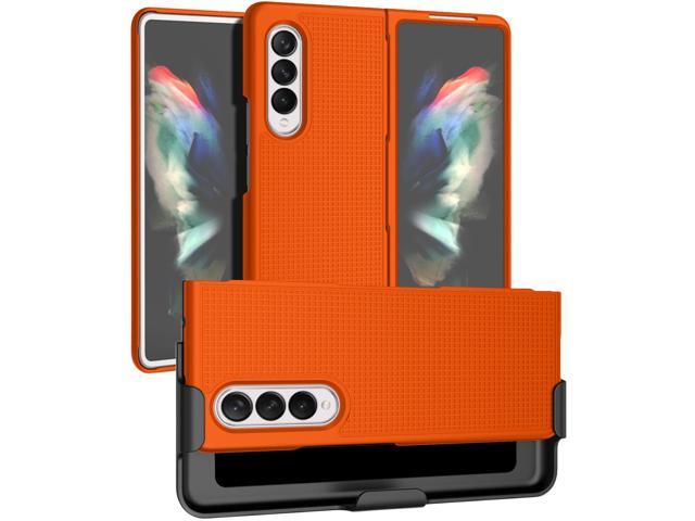 Bright Orange Hard Case and Belt Clip Holster for Samsung Galaxy Z Fold 3 5G