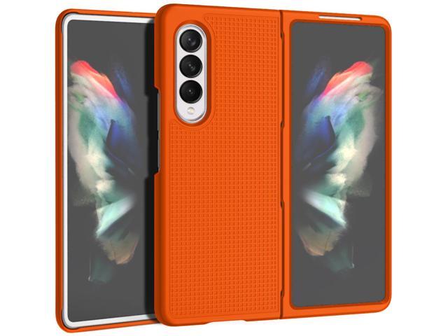 Bright Orange Grid Case Slim Hard Shell Cover for Samsung Galaxy Z Fold 3 5G