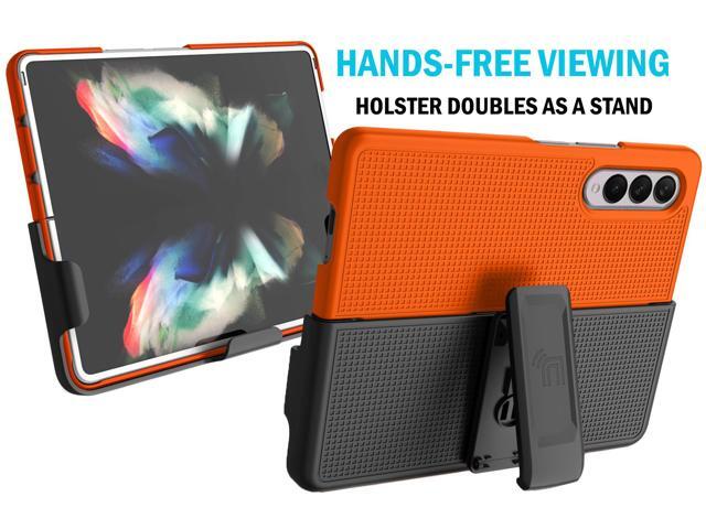 Bright Orange Hard Case and Belt Clip Holster for Samsung Galaxy Z Fold 3 5G