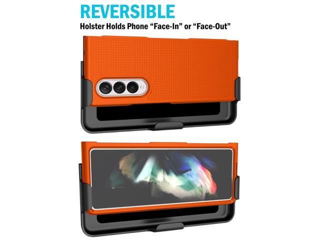 Bright Orange Hard Case and Belt Clip Holster for Samsung Galaxy Z Fold 3 5G