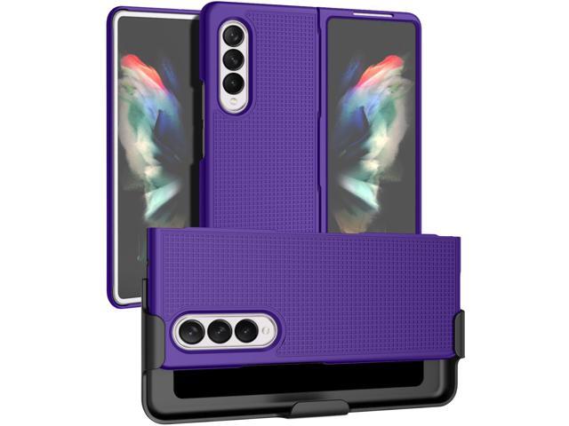 Purple Hard Case Cover and Belt Clip Holster for Samsung Galaxy Z Fold 3 5G