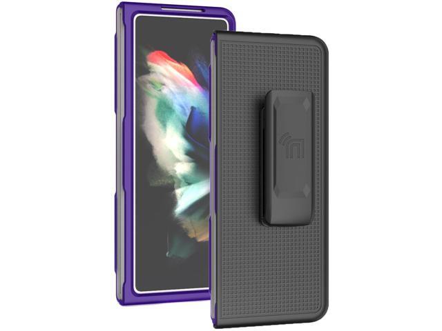Purple Hard Case Cover and Belt Clip Holster for Samsung Galaxy Z Fold 3 5G