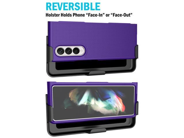 Purple Hard Case Cover and Belt Clip Holster for Samsung Galaxy Z Fold 3 5G