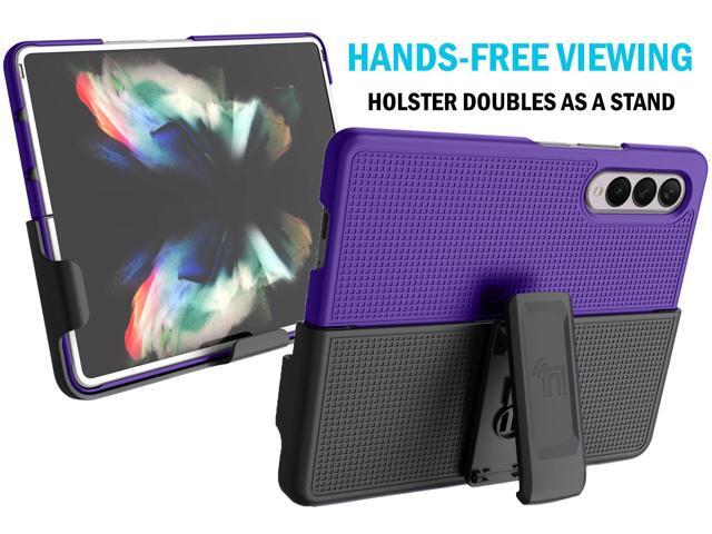 Purple Hard Case Cover and Belt Clip Holster for Samsung Galaxy Z Fold 3 5G
