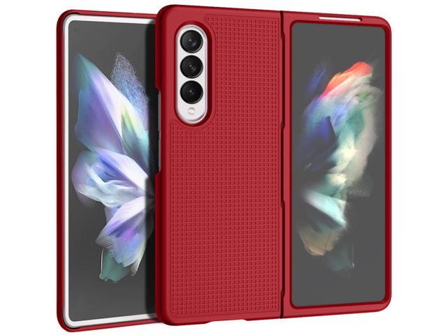 Red Grid Protector Case Slim Hard Shell Cover for Samsung Galaxy Z Fold 3 5G