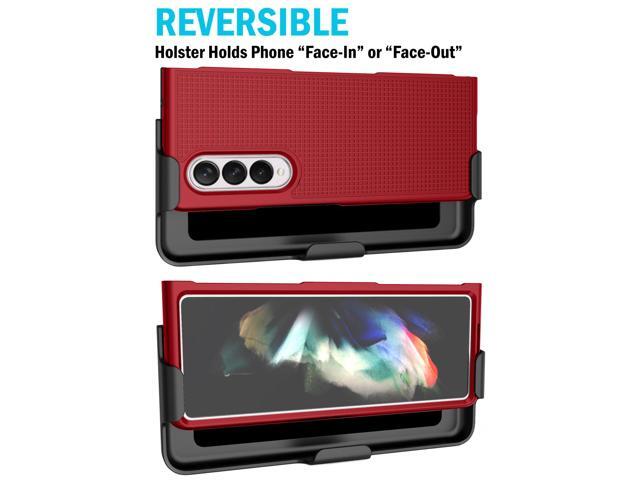 Red Hard Case Cover and Belt Clip Holster Stand for Samsung Galaxy Z Fold 3 5G