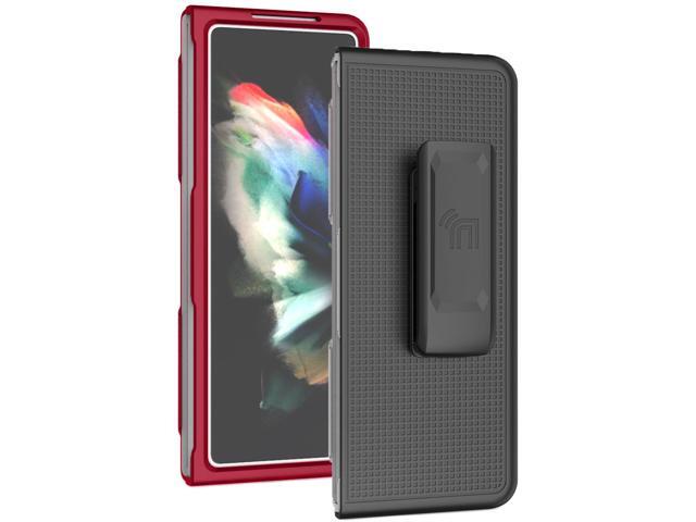 Red Hard Case Cover and Belt Clip Holster Stand for Samsung Galaxy Z Fold 3 5G