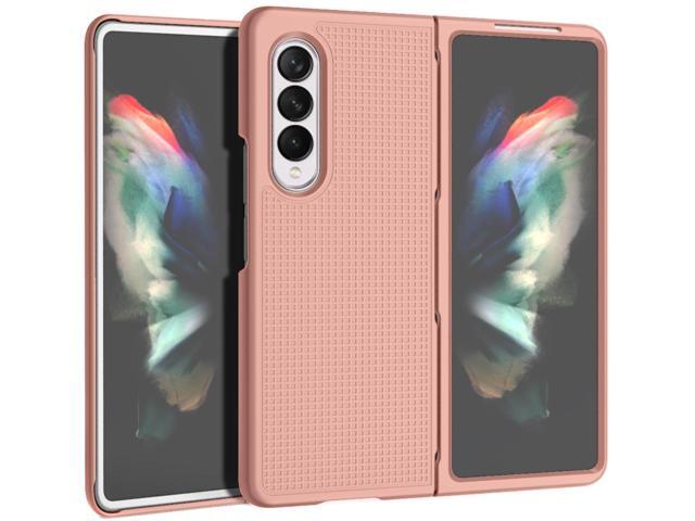 Rose Gold Pink Grid Case Slim Hard Shell Cover for Samsung Galaxy Z Fold 3 5G