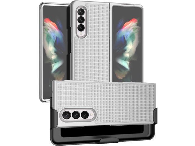 Pearl White Hard Case and Belt Clip Holster for Samsung Galaxy Z Fold 3 5G