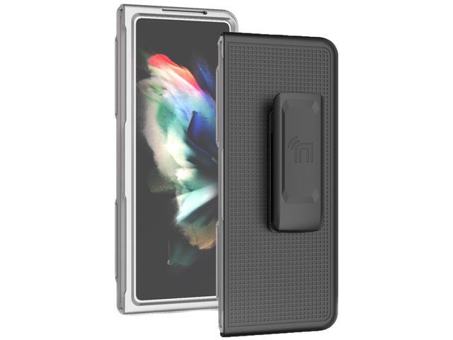 Pearl White Hard Case and Belt Clip Holster for Samsung Galaxy Z Fold 3 5G