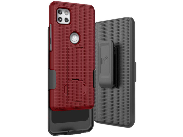 Red Case Cover and Belt Clip Holster for Motorola Moto One 5G ACE Phone XT2113