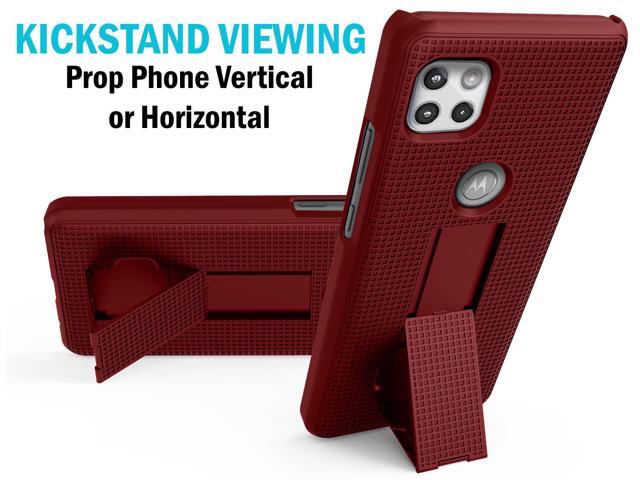 Red Grid Case Slim Cover with Stand for Motorola Moto One 5G ACE Phone XT2113