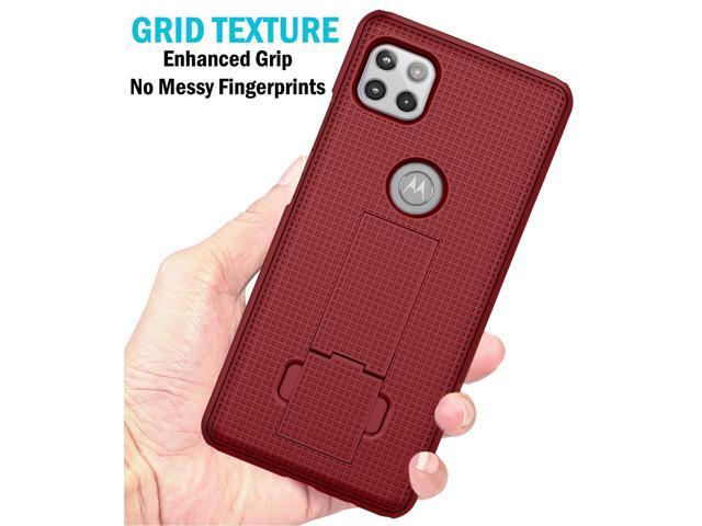 Red Grid Case Slim Cover with Stand for Motorola Moto One 5G ACE Phone XT2113