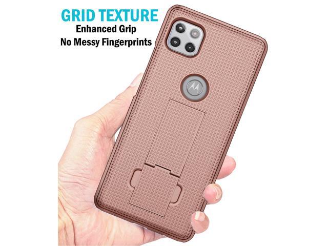 Rose Gold Pink Grid Case Cover Stand for Motorola Moto One 5G ACE Phone XT2113