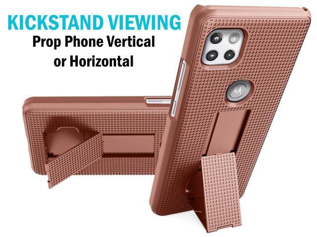 Rose Gold Pink Grid Case Cover Stand for Motorola Moto One 5G ACE Phone XT2113