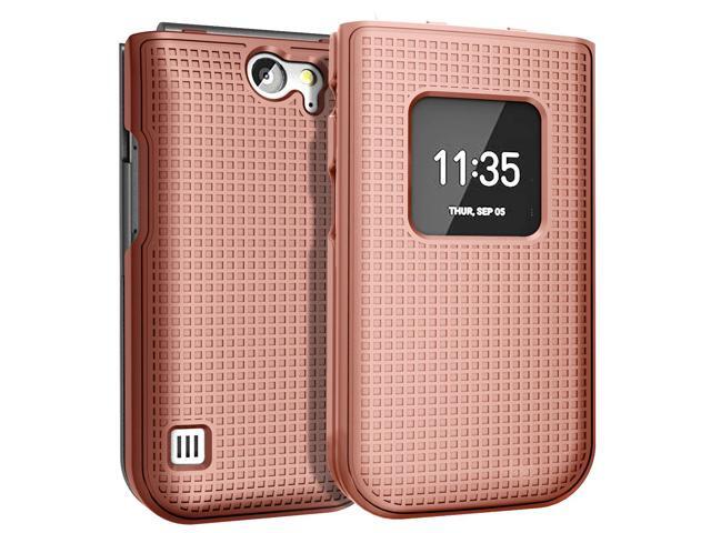 Rose Gold Pink Hard Case Cover and Belt Clip Holster for Nokia 2720 V Flip Phone