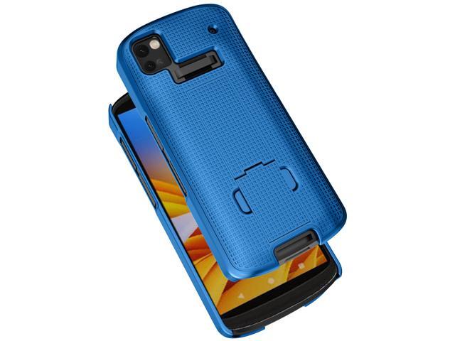 Blue Hard Case + Hand Strap + Belt Clip Holster for Zebra TC53 TC58 Scanner