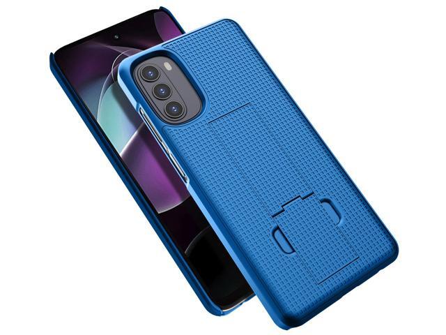Cobalt Blue Grid Texture Slim Hard Case Cover Stand for Moto G 5G (2022) XT2213