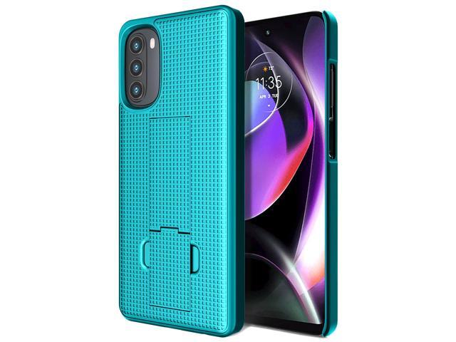 Aqua Teal Mint Textured Slim Hard Case Cover Stand for Moto G 5G (2022) XT2213