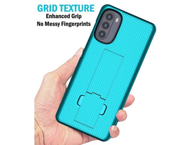 Aqua Teal Mint Textured Slim Hard Case Cover Stand for Moto G 5G (2022) XT2213