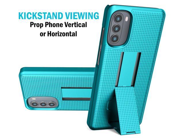 Aqua Teal Mint Textured Slim Hard Case Cover Stand for Moto G 5G (2022) XT2213