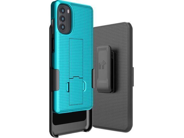 Aqua Teal Mint Hard Case Cover Stand and Belt Clip for Moto G 5G 2022 XT2213