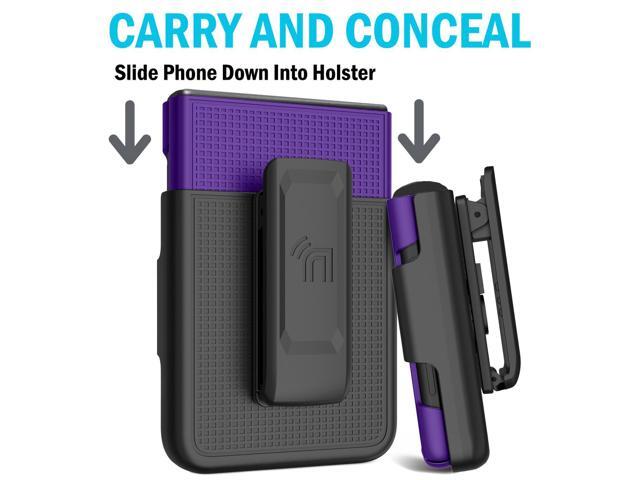 Purple Hard Case Cover and Belt Clip Holster for Samsung Galaxy Z Flip 3 5G