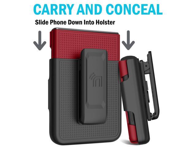 Red Hard Case Cover and Belt Clip Holster Combo for Samsung Galaxy Z Flip 3 5G