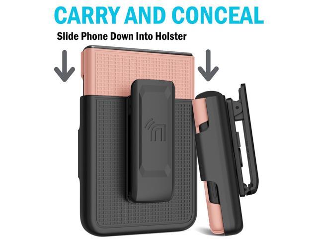 Rose Gold Pink Hard Case Cover and Belt Clip for Samsung Galaxy Z Flip 3 5G