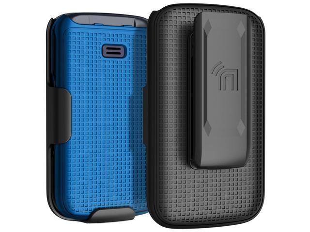 Cobalt Blue Grid Case Cover and Belt Clip Holster for Alcatel TCL Flip 2 T408DL