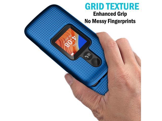 Blue Grid Texture Hard Shell Case Cover for Alcatel TCL Flip 2 Phone (T408DL)