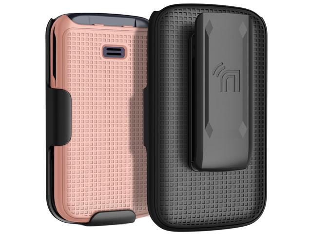 Rose Gold Pink Case Cover and Belt Clip for Alcatel TCL Flip 2 Phone (T408DL)