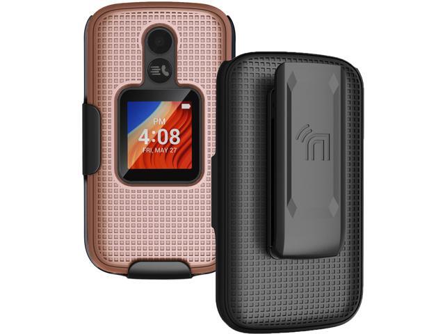 Rose Gold Pink Case Cover and Belt Clip for Alcatel TCL Flip 2 Phone (T408DL)