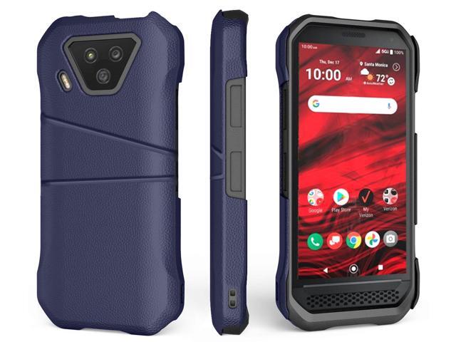 Navy Blue Leather Credit Card Slot Wallet Case for Kyocera DuraForce Ultra 5G