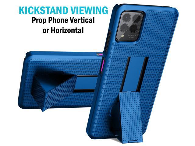 Blue Grid Texture Slim Case Stand for T-Mobile REVVL 6 Pro 5G / REVVL 6X Pro