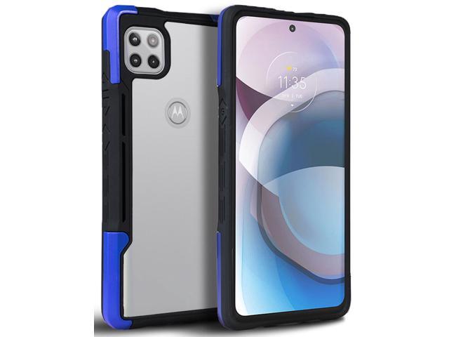 Blue Clear Acrylic Hybrid Case Cover Secure Grip Trim for Motorola One 5G ACE