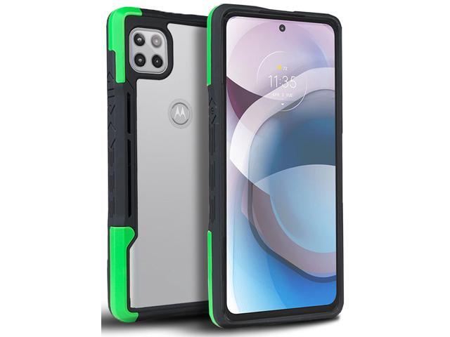 Green Clear Acrylic Hybrid Case Cover Secure Grip Trim for Motorola One 5G ACE