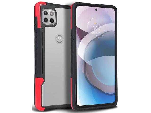 Red Clear Acrylic Hybrid Case Cover Secure Grip Trim for Motorola One 5G ACE