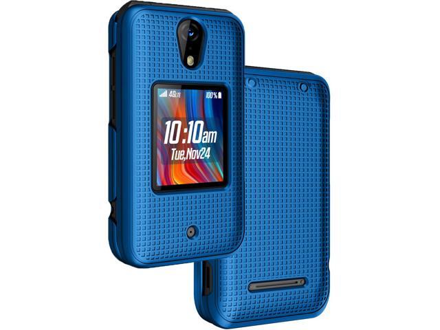Cobalt Blue Grid Texture Hard Shell Case Cover for Schok Flip Phone (2022)