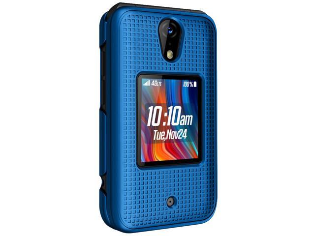 Cobalt Blue Grid Texture Hard Shell Case Cover for Schok Flip Phone (2022)