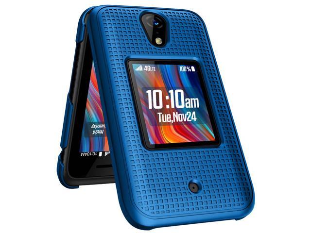 Cobalt Blue Grid Texture Hard Shell Case Cover for Schok Flip Phone (2022)